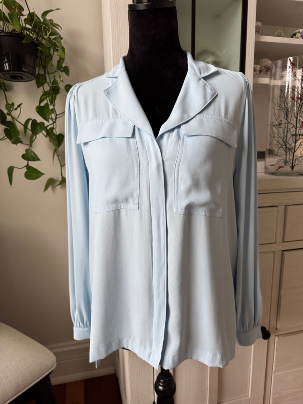 WHBM long sleeve Baby Blue blouse